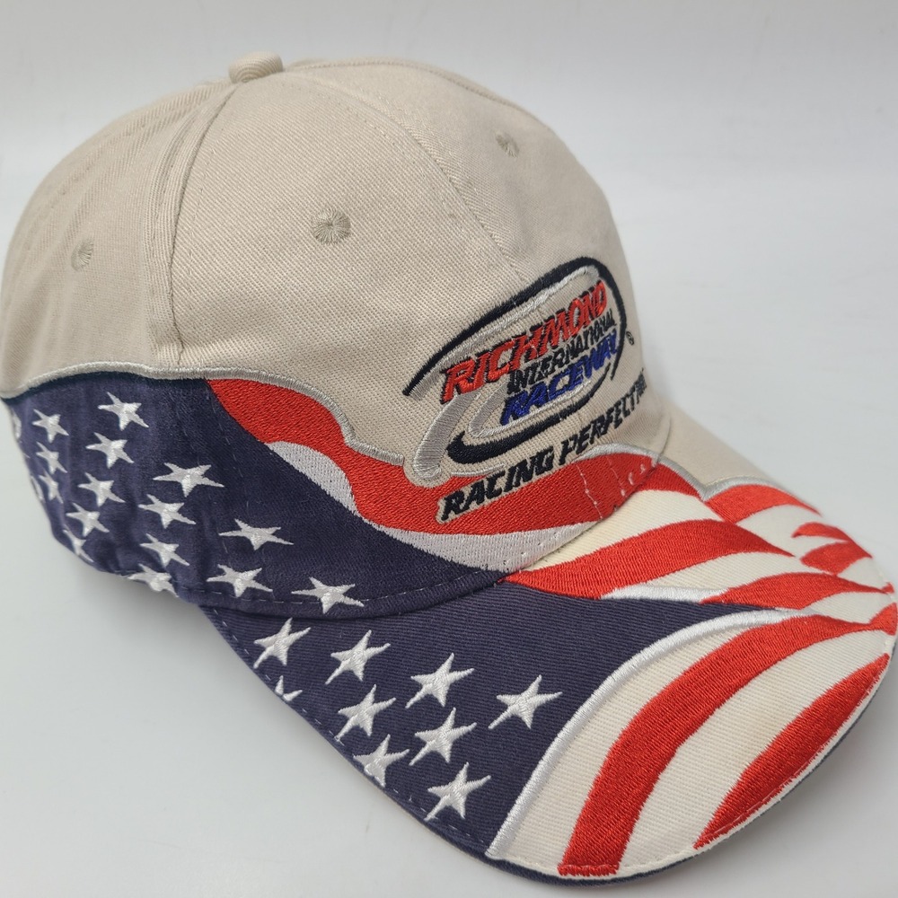 Richmond International Raceway Hat Adjustable Beige American Flag Big Wrap Logo